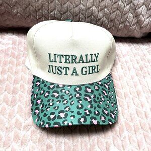 NEW LITERALLY JUST A GIRL COUGAR PRINT BASEBALL HAT ADJUSTABLE CAP U-751